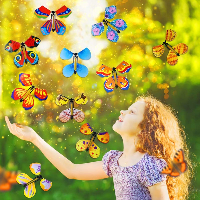 Outee 10 Packs Flying Butterfly Card Surprise Wind Up Butterfly in The Book Rubber Band Powered Gift Butterfly Fairy Flying Toy Great Xmas Gifts Surprise Gift Teacher Appreciation Gift - Image 4
